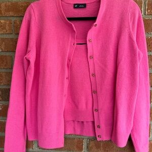 GAP Pink Fuchsia Cardigan Knit Sweater Set Preppy SZ M balletcore Girlcore Work